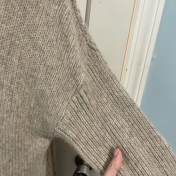 Eileen Fisher Camel and Merino Cardigan Size Large Open Front Waterfall Tan - Picture 8 of 11